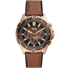Load image into Gallery viewer, Fossil &quot;Garrett&quot; FS5867 Mens Rose Gold and Brown Chronograph Watch