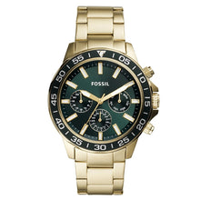 Load image into Gallery viewer, Fossil &quot;Bannon&quot; BQ2493 Mens Gold and Green Chronograph Watch