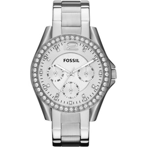 Fossil "Riley" ES3202 Womens Silver Crystal Watch