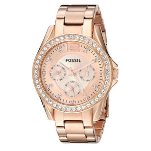 Fossil "Riley" ES2811 Women Rose Gold Crystal Watch