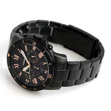 Load image into Gallery viewer, Fossil &quot;Grant&quot; FS5374 Mens Black and Rose Gold Chronograph Watch