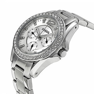 Fossil "Riley" ES3202 Womens Silver Crystal Watch