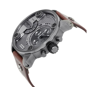 Diesel Watches | Mens Diesel Watch | DZ7258 Gunmetal / Brown Leather Little Daddy