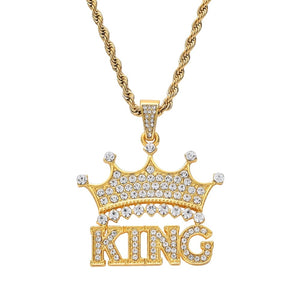 KINGS CROWN iced out Pendant and Chain