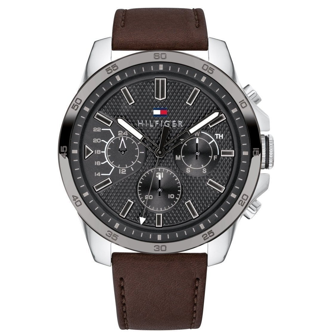 Tommy hilfiger decker on sale leather watch 48m